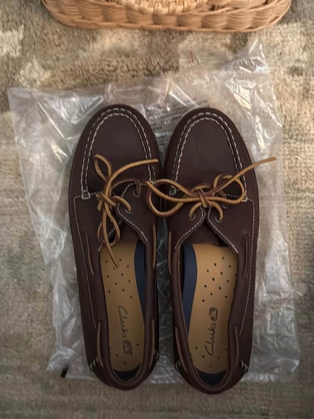 Clarks Brown Leather Women’s Boat Shoes with Tan Laces